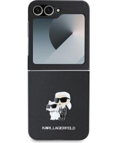 Karl Lagerfeld PU Saffiano Karl and Choupette Case Aizsargapvalks priekš Samsung Galaxy Z Flip 6/7 FE / melns Neoriģinālie Maciņi