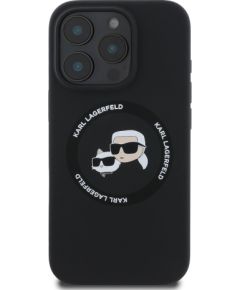 Karl Lagerfeld Liquid Silicone K&CH Heads MagSafe Case Aizsargapvalks priekš iPhone 16 Pro Max / melns Neoriģinālie Maciņi
