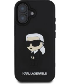 Karl Lagerfeld 3D Rubber Ikonik Case Aizsargapvalks priekš iPhone 16 / melns Neoriģinālie Maciņi
