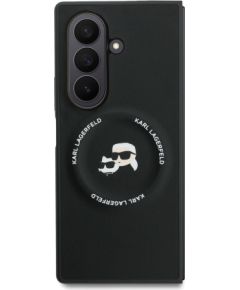 Karl Lagerfeld PU Karl and Choupette Heads Magnetic Case Magnētiskais aizsargapvalks priekš Samsung Galaxy Z Fold 7 / melns Neoriģinālie Maciņi