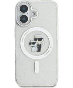 Karl Lagerfeld IML Glitter Karl and Choupette MagSafe Case Aizsargapvalks priekš iPhone 16 / caurspīdīgs Neoriģinālie Maciņi