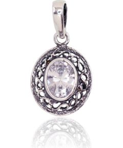 Sudraba kulons #2301524(POx-Bk)_CZ, Sudrabs 925°, oksids (pārklājums), Cirkoni, 2.5 gr. Sieviešu