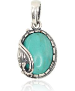 Sudraba kulons #2301307(POx-Bk)_TRX, Sudrabs 925°, oksids (pārklājums), Tirkīzs (Imitācija), 3.7 gr. Sieviešu