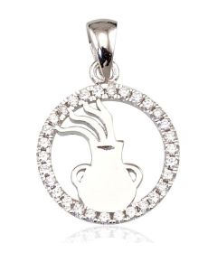 Sudraba kulons #2300393(PRh-Gr)_CZ, Sudrabs 925°, rodijs (pārklājums), Cirkoni, 2.3 gr. Zodiaka zīmes