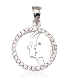 Sudraba kulons #2300385(PRh-Gr)_CZ, Sudrabs 925°, rodijs (pārklājums), Cirkoni, 2.5 gr. Zodiaka zīmes