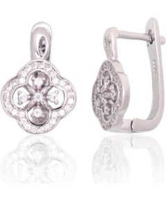 Sudraba auskari ar 'angļu' slēdzēju #2204260(PRh-Gr)_CZ, Sudrabs 925°, rodijs (pārklājums), Cirkoni, 3.6 gr. Ar "angļu" slēdzēju