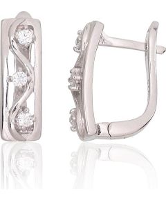 Sudraba auskari ar 'angļu' slēdzēju #2204230(PRh-Gr)_CZ, Sudrabs 925°, rodijs (pārklājums), Cirkoni, 3.4 gr. Ar "angļu" slēdzēju