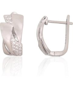 Sudraba auskari ar 'angļu' slēdzēju #2204221(PRh-Gr)_CZ, Sudrabs 925°, rodijs (pārklājums), Cirkoni, 5.1 gr. Ar "angļu" slēdzēju