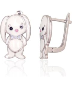 Sudraba auskari ar 'angļu' slēdzēju #2204174(PRh-Gr)_ML-MIX, Sudrabs 925°, rodijs (pārklājums), Juvelieru emalja, 2.6 gr. Ar "angļu" slēdzēju