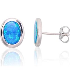 Серебряные серьги-пуссеты #2204145(PRh-Gr)_OP-B, Серебро 925°, родий (покрытие), Опалит, 1.5 гр. Puseti