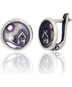 Sudraba auskari ar 'angļu' slēdzēju #2203824(POx-Bk), Sudrabs 925°, oksids (pārklājums), 2.7 gr. Ar "angļu" slēdzēju