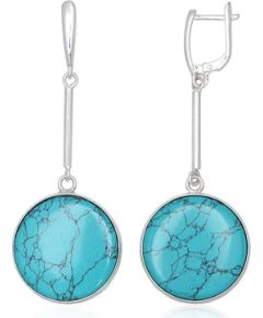 Sudraba auskari ar 'angļu' slēdzēju #2203783_TRX, Sudrabs 925°, Tirkīzs (Imitācija), 9.6 gr. Ar "angļu" slēdzēju