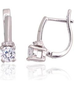 Sudraba auskari ar 'angļu' slēdzēju #2203769(PRh-Gr)_CZ, Sudrabs 925°, rodijs (pārklājums), Cirkoni, 2.4 gr. Ar "angļu" slēdzēju