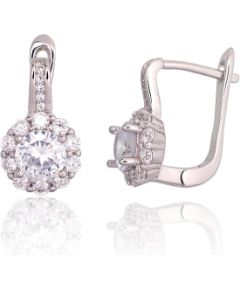 Sudraba auskari ar 'angļu' slēdzēju #2203764(PRh-Gr)_CZ, Sudrabs 925°, rodijs (pārklājums), Cirkoni, 4.5 gr. Ar "angļu" slēdzēju