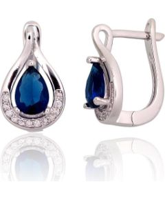 Sudraba auskari ar 'angļu' slēdzēju #2203756(PRh-Gr)_CZ+CZ-B, Sudrabs 925°, rodijs (pārklājums), Cirkoni, 3.7 gr. Ar "angļu" slēdzēju