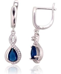 Sudraba auskari ar 'angļu' slēdzēju #2203754(PRh-Gr)_CZ+CZ-B, Sudrabs 925°, rodijs (pārklājums), Cirkoni, 4.1 gr. Ar "angļu" slēdzēju