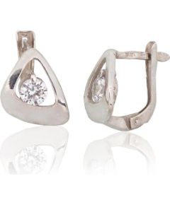 Sudraba auskari ar 'angļu' slēdzēju #2203227(PRh-Gr)_CZ, Sudrabs 925°, rodijs (pārklājums), Cirkoni, 3 gr. Ar "angļu" slēdzēju