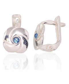 Sudraba auskari ar 'angļu' slēdzēju #2203073_SV-LB, Sudrabs 925°, Kristāli, 1.6 gr. Ar "angļu" slēdzēju