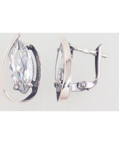 Sudraba auskari ar 'angļu' slēdzēju #2203047(POx-Bk)_CZ, Sudrabs 925°, oksids (pārklājums), Cirkoni, 4.3 gr. Ar "angļu" slēdzēju