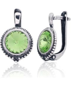 Sudraba auskari ar 'angļu' slēdzēju #2202972(POx-Bk)_SV-LG, Sudrabs 925°, oksids (pārklājums), Kristāli, 3.3 gr. Ar "angļu" slēdzēju