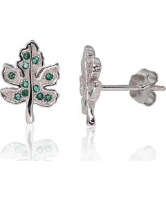 Sudraba auskari-puseti #2202969(PRh-Gr)_CZ-DG, Sudrabs 925°, rodijs (pārklājums), Cirkoni, 1.5 gr. Puseti