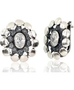 Sudraba auskari ar 'angļu' slēdzēju #2202128_CZ, Sudrabs 925°, Cirkoni, 7.6 gr. Ar "angļu" slēdzēju