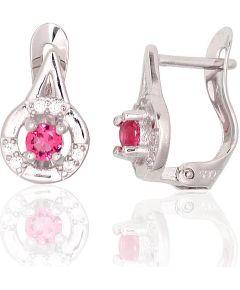 Sudraba auskari ar 'angļu' slēdzēju #2200789(PRh-Gr)_CZ+CZ-RO, Sudrabs 925°, rodijs (pārklājums), Cirkoni, 1.2 gr. Ar "angļu" slēdzēju