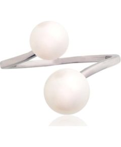 Sudraba gredzens #2101995(PRh-Gr)_PE, Sudrabs 925°, rodijs (pārklājums), Pērles, Izmērs: 18.5, 1.9 gr. Sieviešu