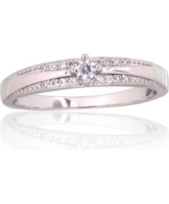 Sudraba gredzens #2101810(PRh-Gr)_CZ, Sudrabs 925°, rodijs (pārklājums), Cirkoni, Izmērs: 16.5, 2 gr. Saderināšanās gredzeni