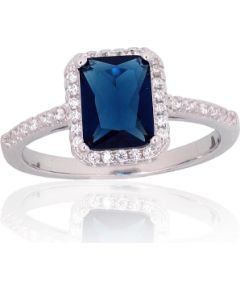 Sudraba gredzens #2101808(PRh-Gr)_CZ+CZ-B, Sudrabs 925°, rodijs (pārklājums), Cirkoni, Izmērs: 17, 2.7 gr. Sieviešu