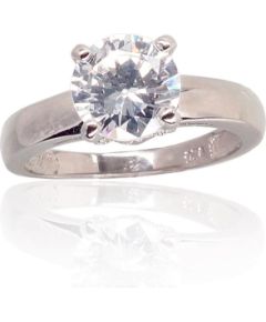 Sudraba gredzens #2101718(PRh-Gr)_CZ, Sudrabs 925°, rodijs (pārklājums), Cirkoni, Izmērs: 19, 3.2 gr. Saderināšanās gredzeni