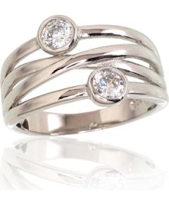 Sudraba gredzens #2101635(PRh-Gr)_CZ, Sudrabs 925°, rodijs (pārklājums), Cirkoni, Izmērs: 19, 4 gr. Sieviešu