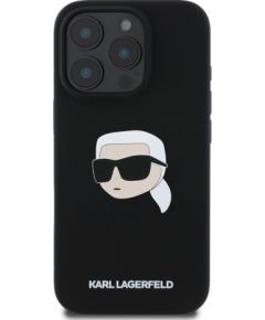 Karl Lagerfeld Liquid Silicone Karl Head MagSafe Case Aizsargapvalks priekš iPhone 16 Pro Max / melns Neoriģinālie Maciņi