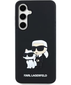 Karl Lagerfeld 3D Rubber Karl and Choupette Case Aizsargapvalks priekš Samsung Galaxy S24 FE / melns Neoriģinālie Maciņi