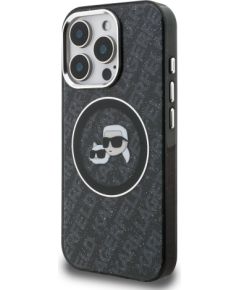 Karl Lagerfeld IML K&CH Heads Repeated Logo MagSafe Case Aizsargapvalks priekš iPhone 15 Pro / melns Neoriģinālie Maciņi