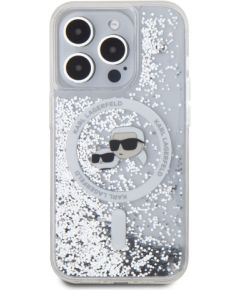 Karl Lagerfeld Liquid Glitter Karl and Choupette Heads MagSafe Case Aizsargapvalks priekš iPhone 15 Pro Max / caurspīdīgs Neoriģinālie Maciņi
