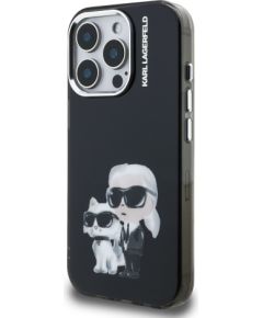 Karl Lagerfeld IML Aquarelle Karl and Choupette Aizsargapvalks priekš iPhone 15 Pro / melns Neoriģinālie Maciņi