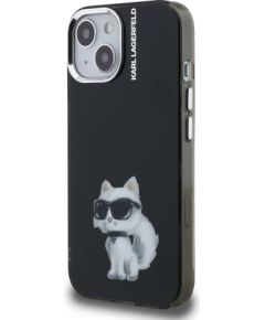 Karl Lagerfeld IML Aquarelle Choupette Aizsargapvalks priekš iPhone 15 / melns Neoriģinālie Maciņi