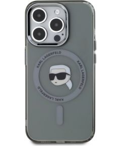 Karl Lagerfeld IML Karl Head Metal Frame MagSafe Case Aizsargapvalks priekš iPhone 15 Pro Max / melns Neoriģinālie Maciņi