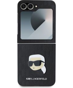 Karl Lagerfeld PU Saffiano Monogram Karl Head Case Aizsargapvalks priekš Samsung Galaxy Z Flip 6/7 FE / melns Neoriģinālie Maciņi