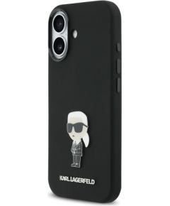 Karl Lagerfeld Liquid Silicone Metal Ikonik Case Aizsargapvalks priekš iPhone 17 / melns Neoriģinālie Maciņi