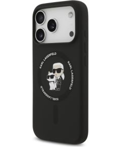 Karl Lagerfeld Liquid Silicone Karl and Choupette MagSafe Case Aizsargapvalks priekš iPhone 17 Pro Max / melns Neoriģinālie Maciņi