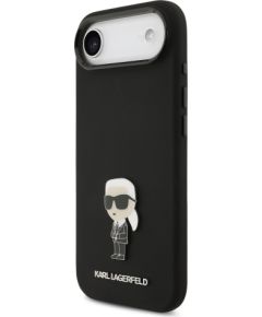 Karl Lagerfeld Liquid Silicone Metal Ikonik Case Aizsargapvalks priekš iPhone Air / melns Neoriģinālie Maciņi