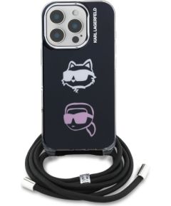 Karl Lagerfeld IML Crossbody Karl and Choupette Heads Case Telefona maciņš priekš iPhone 16 Pro / melns Neoriģinālie Maciņi