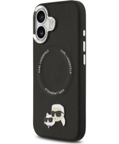 Karl Lagerfeld PU Karl and Choupette Heads Pins MagSafe Case Aizsargapvalks priekš iPhone 17 / melns Neoriģinālie Maciņi