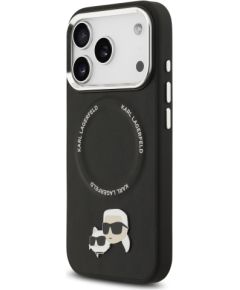 Karl Lagerfeld PU Karl and Choupette Heads Pins MagSafe Case Aizsargapvalks priekš iPhone 17 Pro Max / melns Neoriģinālie Maciņi