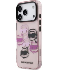 Karl Lagerfeld IML Multi K&CH Heads Case Aizsargapvalks priekš iPhone 17 Pro / rozā Neoriģinālie Maciņi
