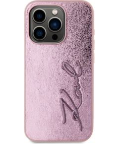 Karl Lagerfeld Wrinkled PU Signature Logo Aizsargapvalks priekš iPhone 15 Pro Max / rozā Neoriģinālie Maciņi