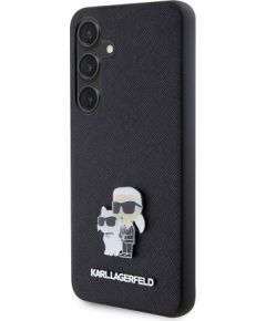 Karl Lagerfeld PU Saffiano Metal Karl and Choupette Aizsargapvalks priekš Samsung Galaxy S24 / melns Neoriģinālie Maciņi