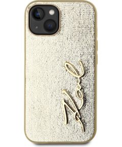 Karl Lagerfeld Wrinkled PU Signature Logo Case Aizsargapvalks priekš iPhone 15 / zelts Neoriģinālie Maciņi